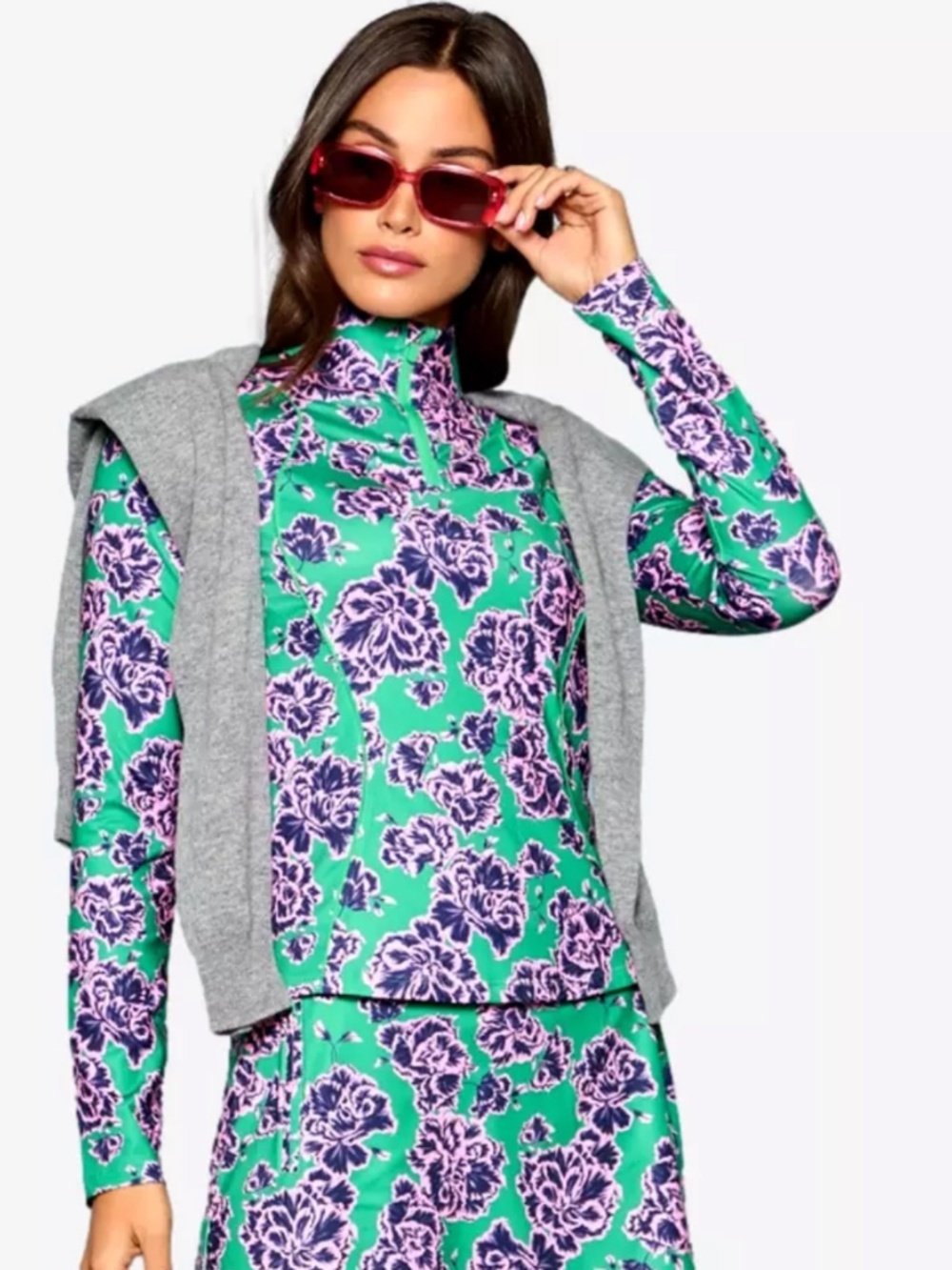NWT G/FORE Women's STAMPED FLORAL TECH JERSEY PULLOVER - Picture 3 of 9